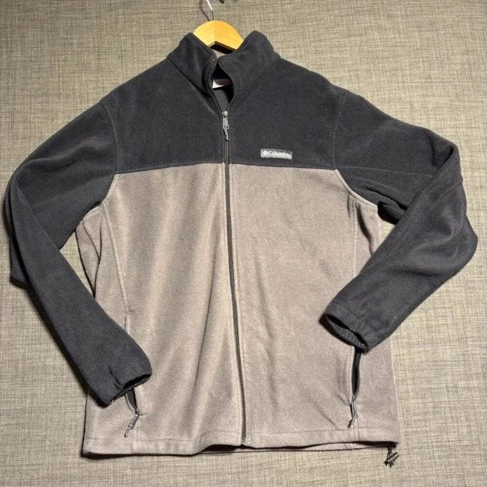 Columbia Sportswear fleece zip up jacket black and gray color blocked Mens large